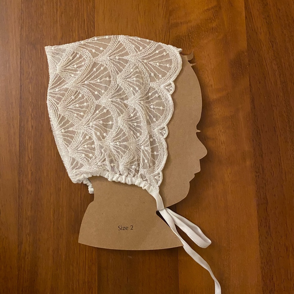 Lace bonnet handmade size 12-18 months